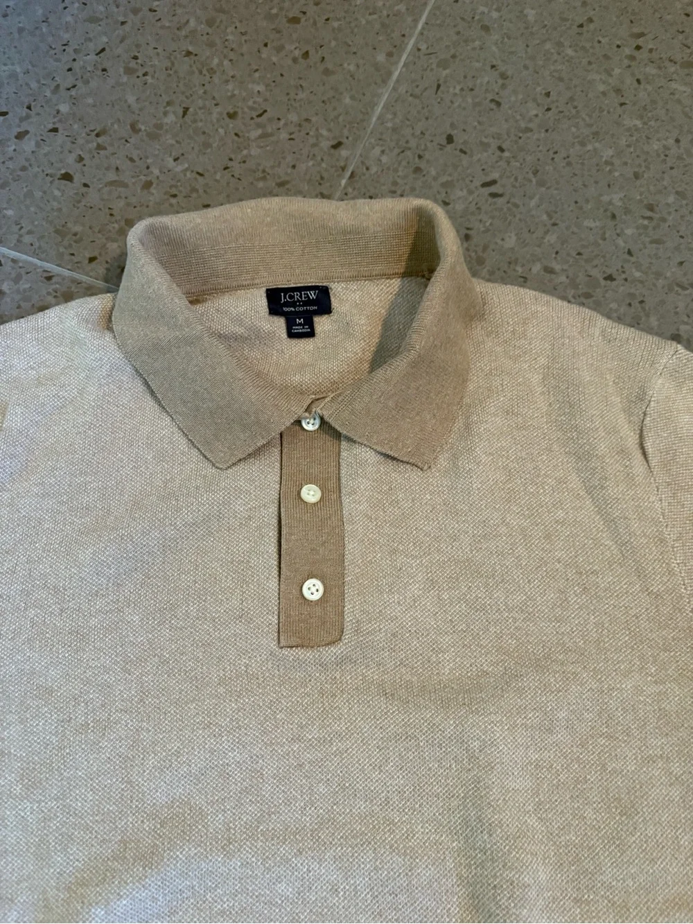 J. Crew Tan Beige Short-Sleeve Polo